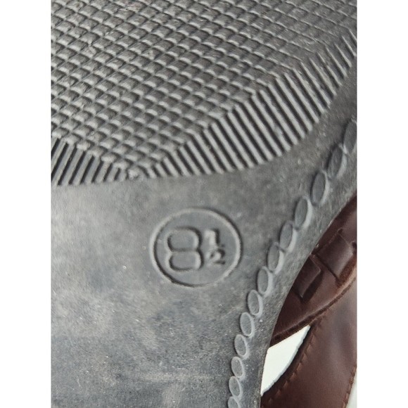 Square Heel Open Toe Leather Woven Upper Shoes Women’s Size 8.5‎ Brown Buckle - Picture 11 of 14